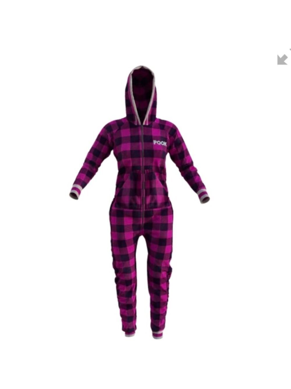 Adult Pook Pink plaid onesie Size XS, 90-110 lbs New Without Tags